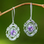 Amethyst floral earrings, 'Gianyar Muse' - Amethyst Dangle Earrings from Indonesia thumbail