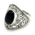 Onyx flower ring, 'Frangipani Mystery' - Unique Sterling Silver and Onyx Cocktail Ring thumbail