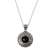 Onyx flower necklace, 'Frangipani Secrets' - Floral Sterling Silver and Onyx Pendant Necklace  thumbail