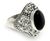 Onyx flower ring, 'Silence' - Sterling Silver and Onyx Cocktail Ring thumbail