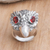 Men's garnet ring, 'Wise Owl' - Men's Sterling Silver and Garnet Ring (image 2) thumbail