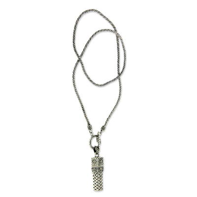 Men's sterling silver pendant necklace, 'Dragon Palace' - Men's Sterling Silver Pendant Necklace