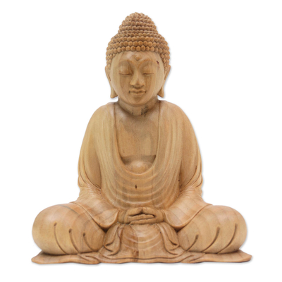 Hand Made Wood Sculpture from Indonesia - Buddha's Gesture | NOVICA