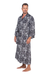 Men's rayon batik robe, 'Midnight Stars' - Men's Black Batik Patterned Robe (image 2d) thumbail