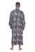Men's rayon batik robe, 'Midnight Stars' - Men's Black Batik Patterned Robe (image 2e) thumbail