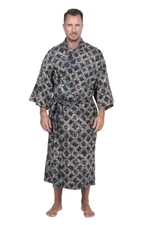 Men's cotton batik robe, 'Midnight Fireworks' - Men's Batik Cotton Robe