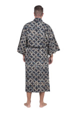 Men's cotton batik robe, 'Midnight Fireworks' - Men's Batik Cotton Robe