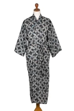 Men's cotton batik robe, 'Midnight Fireworks' - Men's Batik Cotton Robe