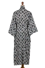 Men's cotton batik robe, 'Midnight Fireworks' - Men's Batik Cotton Robe