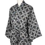 Men's cotton batik robe, 'Midnight Fireworks' - Men's Batik Cotton Robe