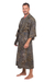 Men's cotton batik robe, 'Star Quest' - Men's Dark Blue and Yellow Batik Cotton Robe from Bali (image 2c) thumbail