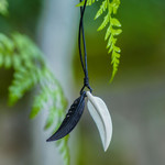 Men's leather and bone pendant necklace, 'Totem Feathers' - Men's Unique Bone Pendant Necklace