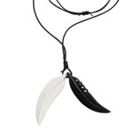 Men's leather and bone pendant necklace, 'Totem Feathers' - Men's Unique Bone Pendant Necklace