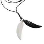 Men's leather and bone pendant necklace, 'Totem Feathers' - Men's Unique Bone Pendant Necklace