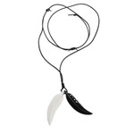 Men's leather and bone pendant necklace, 'Totem Feathers' - Men's Unique Bone Pendant Necklace
