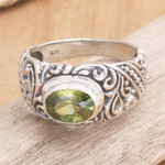 Peridot solitaire ring, 'Java Legacy' - Hand Made Peridot and Sterling Silver Ring