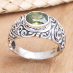 Peridot solitaire ring, 'Java Legacy' - Hand Made Peridot and Sterling Silver Ring