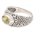 Peridot solitaire ring, 'Java Legacy' - Hand Made Peridot and Sterling Silver Ring