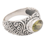 Peridot solitaire ring, 'Java Legacy' - Hand Made Peridot and Sterling Silver Ring