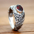 Garnet solitaire ring, 'Java Legacy' - Garnet solitaire ring thumbail