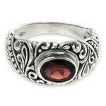 Garnet solitaire ring, 'Java Legacy' - Garnet solitaire ring