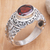 Garnet solitaire ring, 'Bali Heritage' - Hand Crafted Sterling Silver and Garnet Ring (image 2b) thumbail