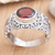 Garnet solitaire ring, 'Bali Heritage' - Hand Crafted Sterling Silver and Garnet Ring