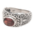 Garnet solitaire ring, 'Bali Heritage' - Hand Crafted Sterling Silver and Garnet Ring (image 2d) thumbail