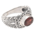 Garnet solitaire ring, 'Bali Heritage' - Hand Crafted Sterling Silver and Garnet Ring (image 2e) thumbail