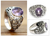 Amethyst solitaire ring, 'Mythical Oasis' - Floral Sterling Silver and Amethyst Ring