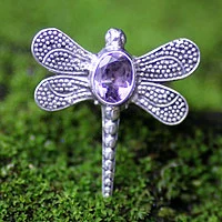 Amethyst-cocktailring, „gossamer dragonfly“ – amethyst-cocktailring