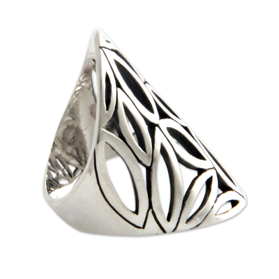 Sterling silver cocktail ring, 'Bamboo Breeze' - Sterling silver cocktail ring