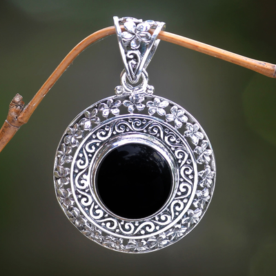 Onyx flower pendant, Frangipani Secrets