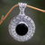 Onyx flower pendant, 'Frangipani Secrets' - Handcrafted Onyx and Silver Flower Pendant (image 2) thumbail