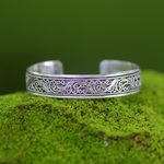Sterling silver cuff bracelet, 'Fern Ribbon' - Artisan Crafted Sterling Silver Cuff Bracelet