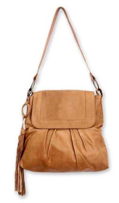 Leather shoulder bag, 'Sulawesi Morn' - Leather shoulder bag