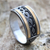 Gold accent band ring, 'Golden Armor' - Traditional Balinese Handcrafted 925 Sterling Silver Band Ri thumbail