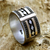 Gold accent ring, 'Warrior's Path' - Handcrafted Gold Accent and Silver Band Ring (image 2) thumbail