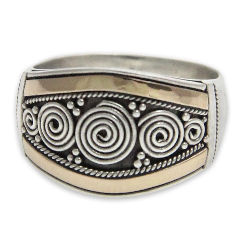 Sterling Silver and Gold Accent Ring - Celuk Legend | NOVICA