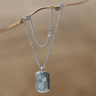 Anhänger-Halskette aus Sterlingsilber für Männer, 'Antike Festung'. - Handgefertigte Sterlingsilber-Anhänger-Halskette für Männer
