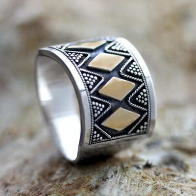 Gold accent band ring, Tribal Rhythms