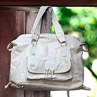 Leather travel bag, 'Java Rush' - Leather travel bag