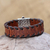 Men's sterling silver and leather wristband bracelet, 'Weaver' - Men's Brown Leather Wristband Bracelet