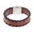 Men's sterling silver and leather wristband bracelet, 'Weaver' - Men's Brown Leather Wristband Bracelet thumbail