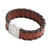 Men's sterling silver and leather wristband bracelet, 'Weaver' - Men's Brown Leather Wristband Bracelet (image 2b) thumbail