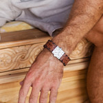 Men's sterling silver and leather wristband bracelet, 'Weaver' - Men's Brown Leather Wristband Bracelet