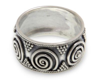 Sterling silver band ring, 'Whirlwind' - Handmade Sterling Silver Band Ring