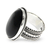 Onyx cocktail ring, 'Oracle' - Handmade Indonesian Onyx and Silver Cocktail Ring thumbail