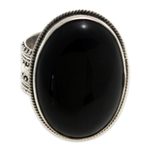 Onyx cocktail ring, 'Oracle' - Handmade Indonesian Onyx and Silver Cocktail Ring