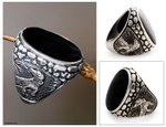 Horn signet ring, 'Komodo King' - Horn signet ring